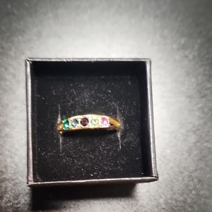 Elegant Multicolor Gemstone Gold Ring size 9